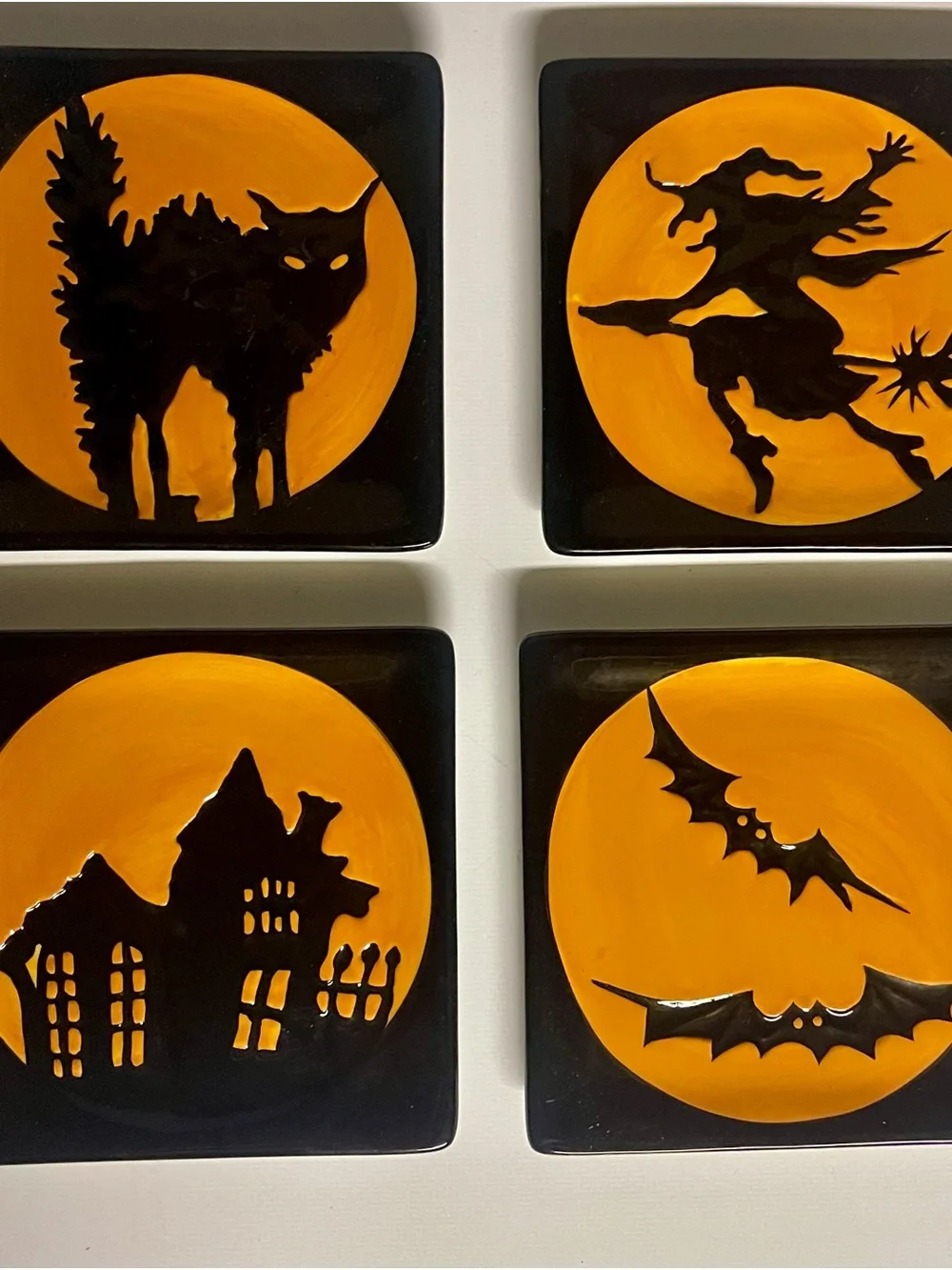 Halloween Mini-Plates - Orange & Black Set of 4 (Pottery Barn)